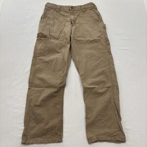 Mens Carhartt Carpenter Pants Size 33x32 Brown Dungaree Canvas Distressed Paint